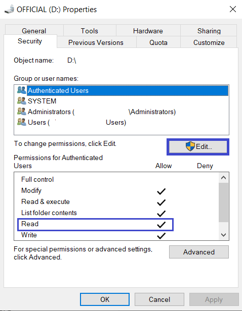 no data shown for disk